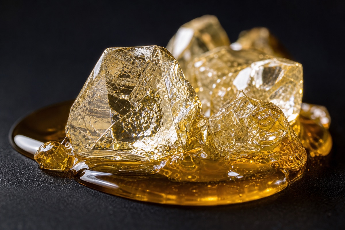 THCA diamonds in golden terpene sauce